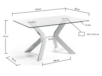 mesa cristal acero cromada Allure 150x90