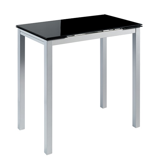 Mesa de cocina alta extensible Porto cristal negro