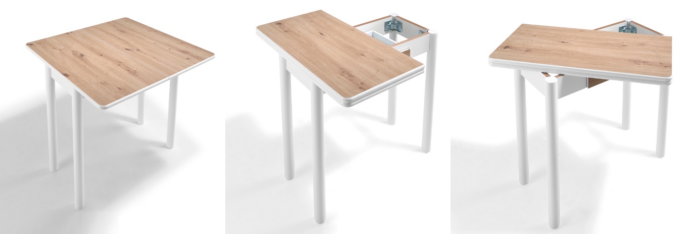 Mesa de cocina Capri blanco roble 80x40-80