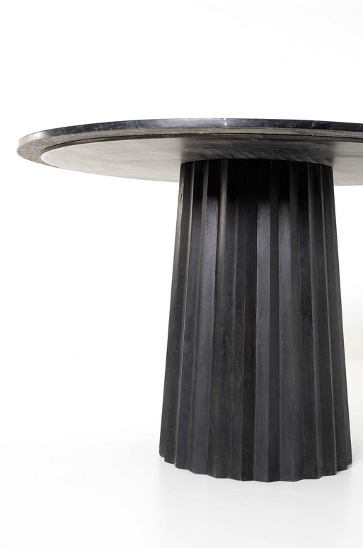 Mesa redonda mármol negro base madera negro 120 cm