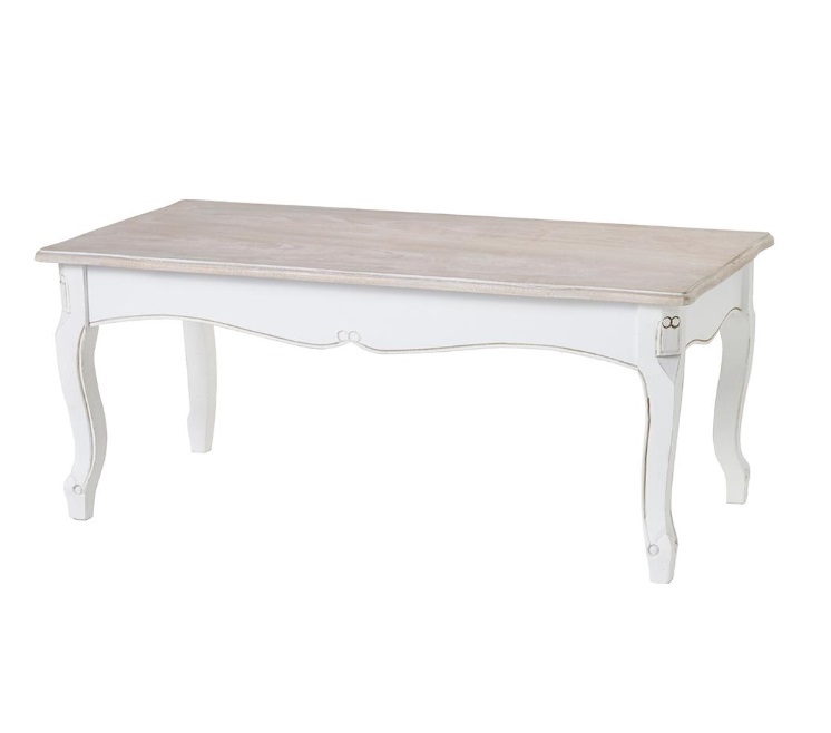 Mesa de sofa madera decapada blanco provenza 120x60 cm