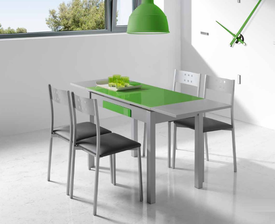 Conjunto de cocina mesa Amtibes MDF gris cristal verde