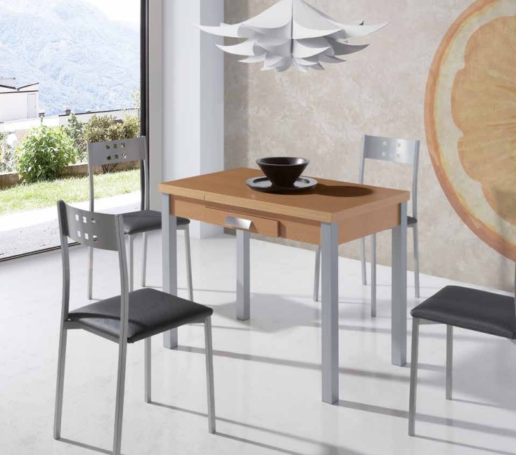 Conjunto de cocina mesa extensible cerezo Parma sillas Faro