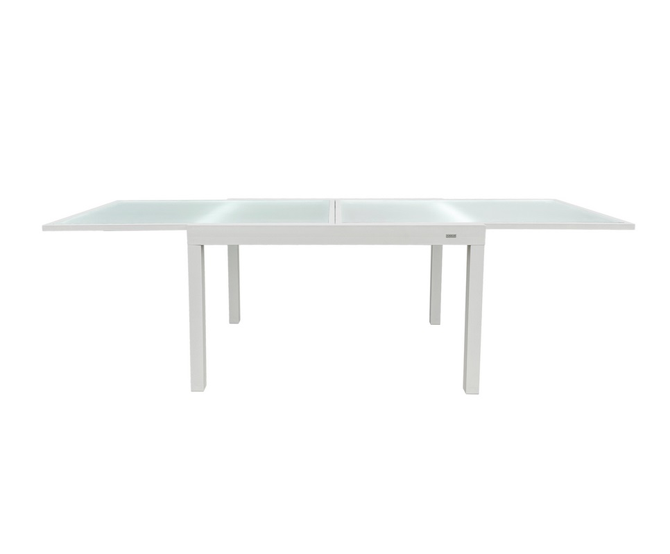 Mesa terraza extensible aluminio blanco Calpe 135-270 x 90