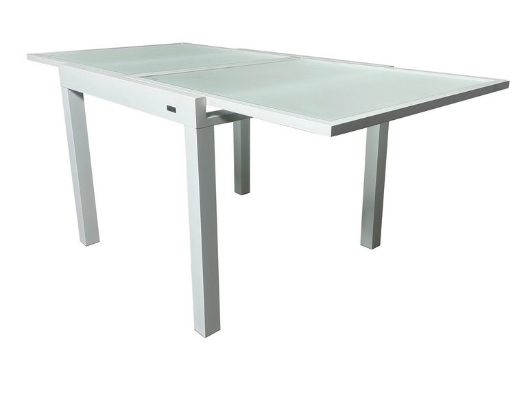 Mesa terraza extensible aluminio blanco Calpe 90x180 x 90