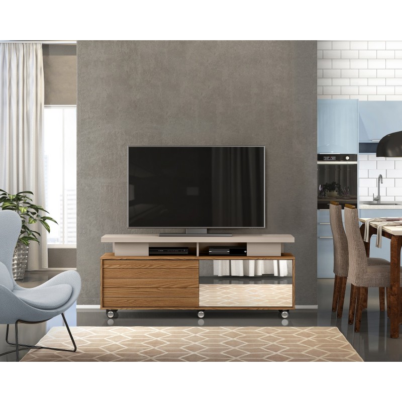 Mueble TV con ruedas Antalia roble combinado con gris 150 cm