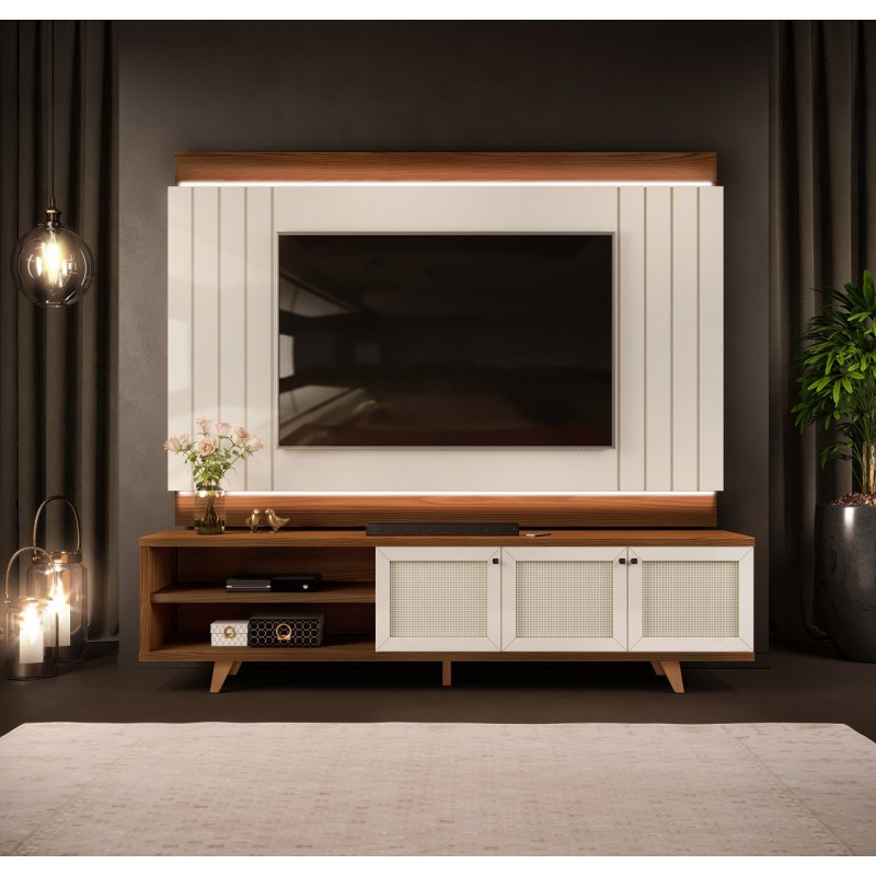 Mueble y panel para TV Jakarta madera marroquin con iluminación