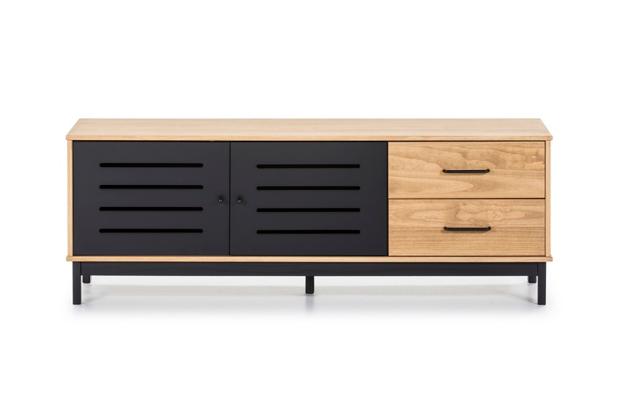 Mueble TV industrial alessia madera negro mate 140cm