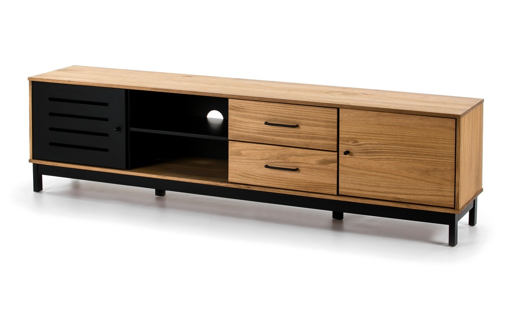 Mueble TV industrial alessia madera negro mate 186 cm