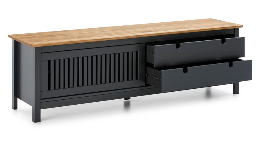 Mueble TV Bruna madera de pino gris 158 cm