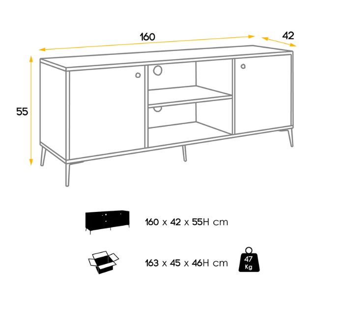 Mueble TV blanco roble Aspen 160 cm