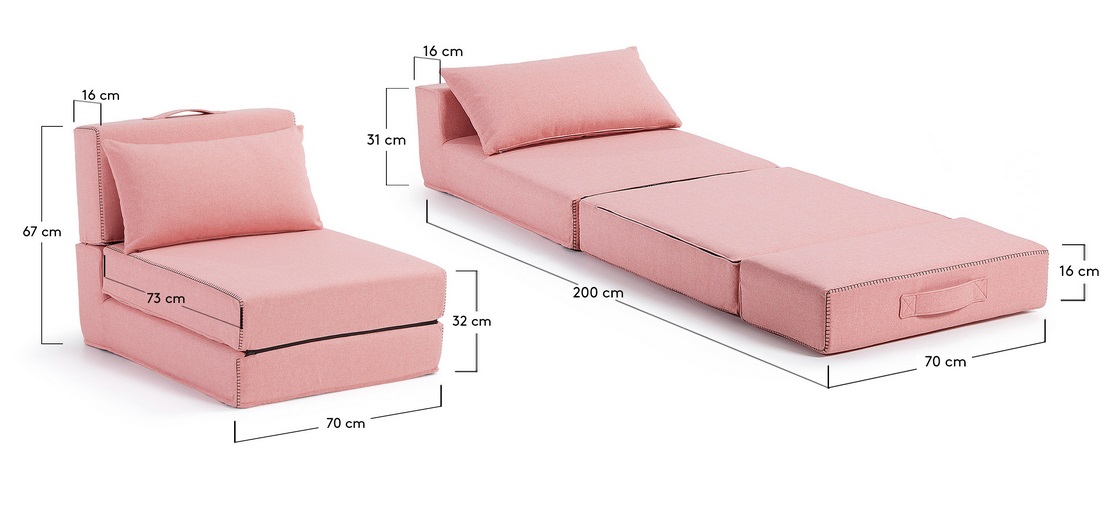 Puf cama plegable tela varese rosa