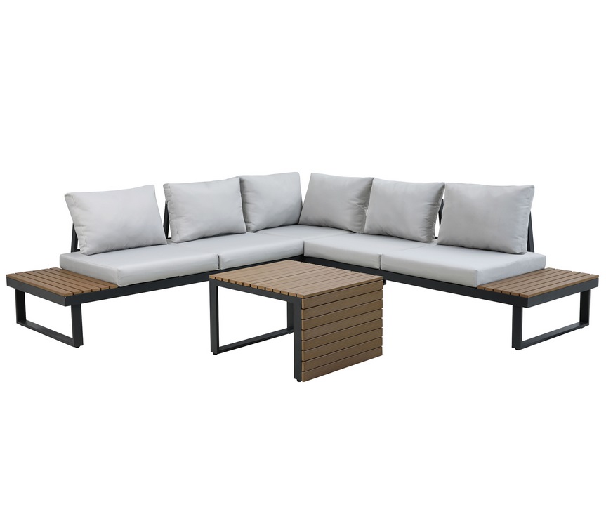 Sofa rinconera aluminio alumininio antracita poliwood Laguna