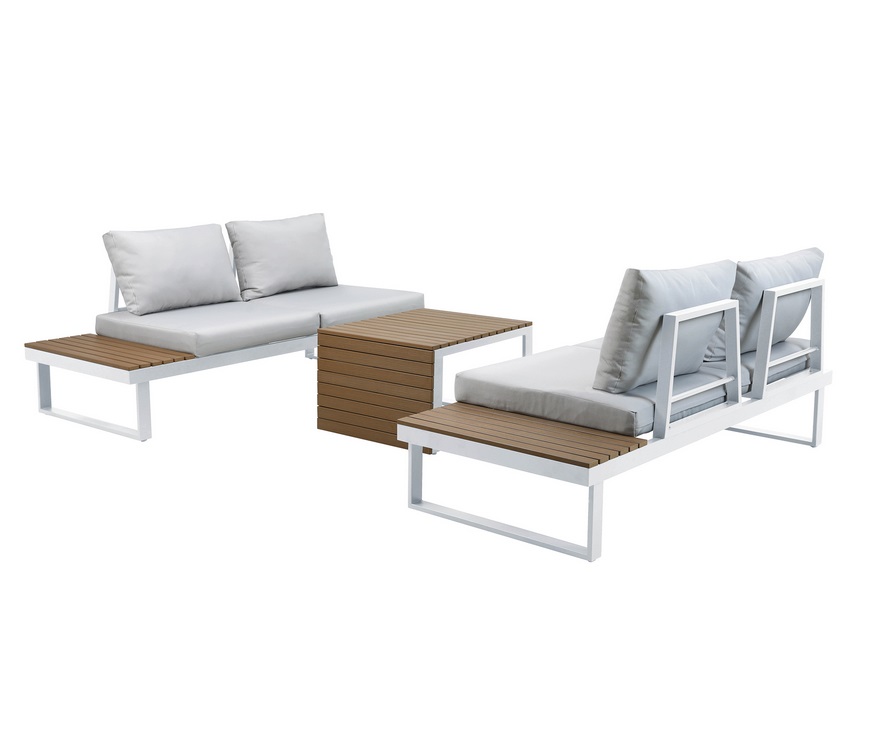 Sofa rinconera aluminio alumininio blanco poliwood Laguna