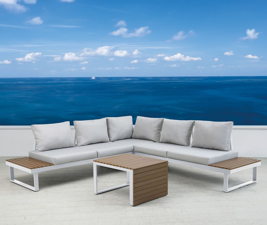 Sofa rinconera aluminio alumininio blanco poliwood Laguna