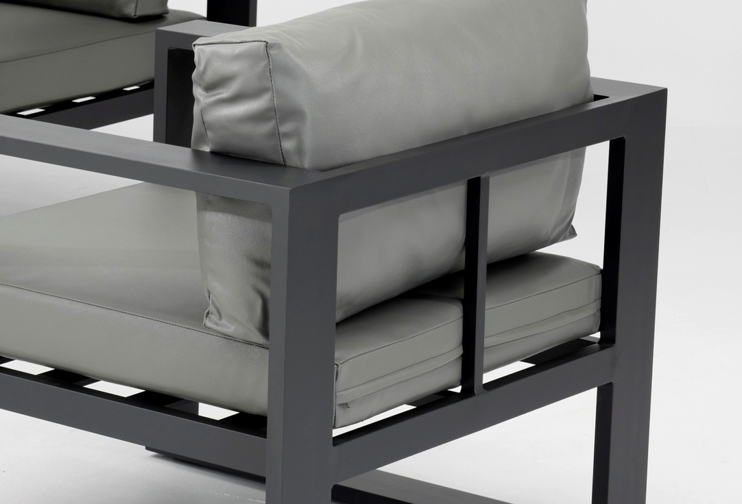 Set sofas de terraza Tauro aluminio antracita tapizado nautico gris 7003G