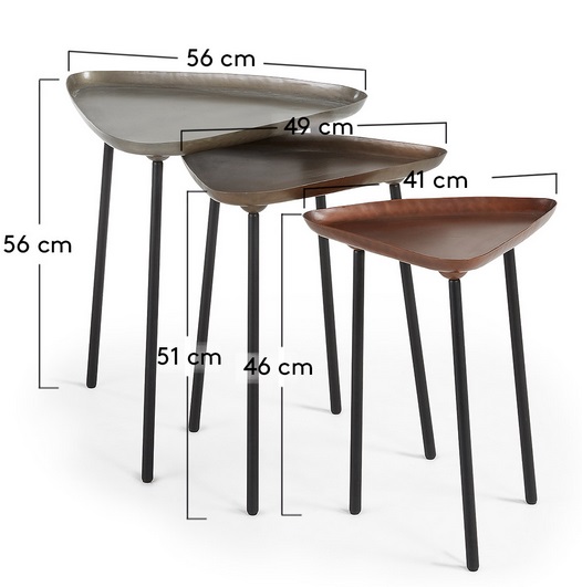Set mesas auxiliares industrial zinc laton cobre