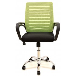 Sillón de oficina con malla verde pistacho y asiento negro