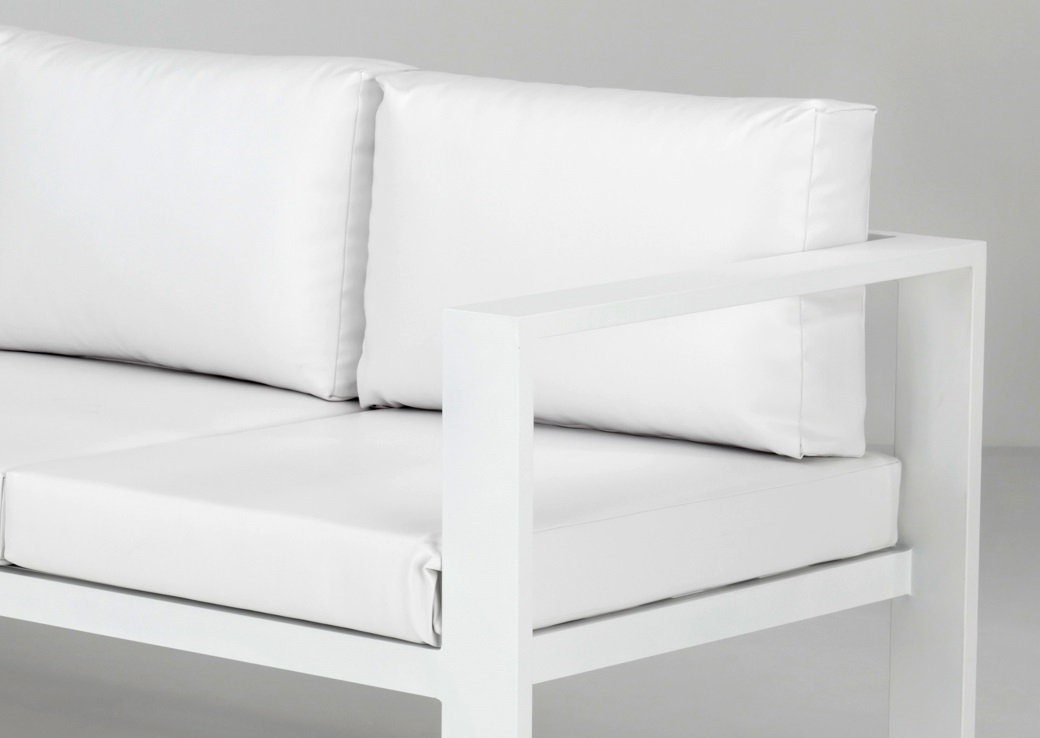 Sofa tres plazas terraza Teide aluminio tapizado nautico blanco
