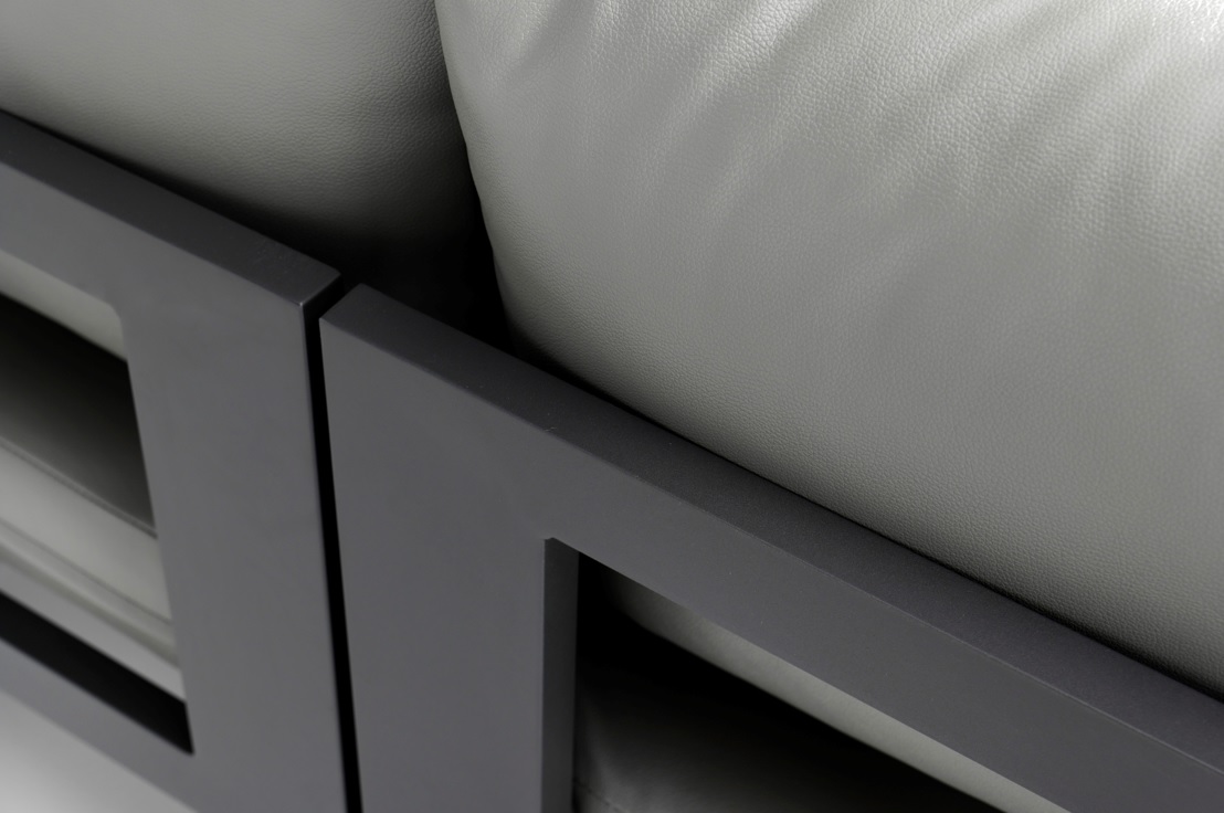 Sofa rinconera de terraza Tauro aluminio antracita tapizado nautico 7005G