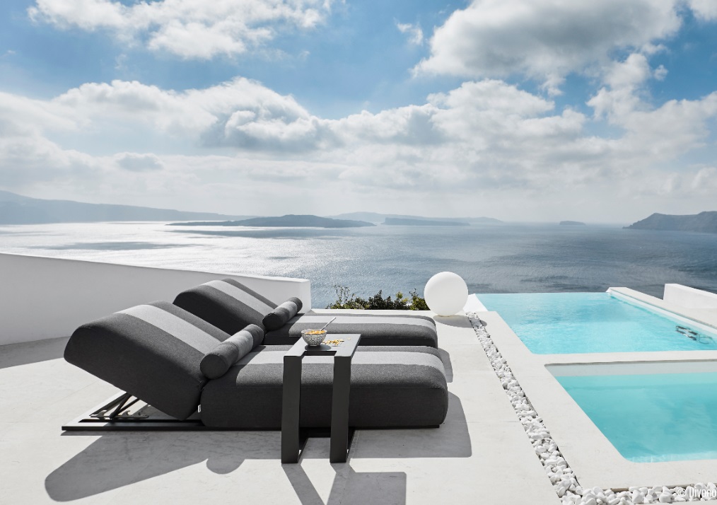 Delos tumbona terraza lounge tapizado nautico gris