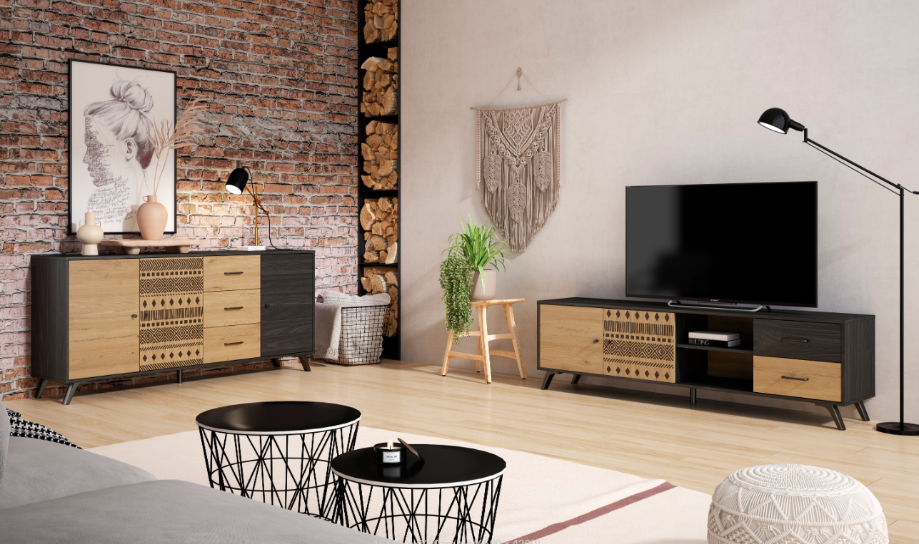 Mueble TV Africa bocamina natural 180x40cm