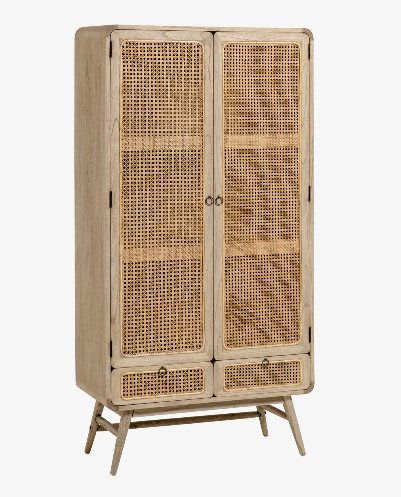 Aparador Dakar madera natural ratan trenzado 90x175 cm