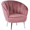 Sillon Abanico terciopelo rosa patas acero