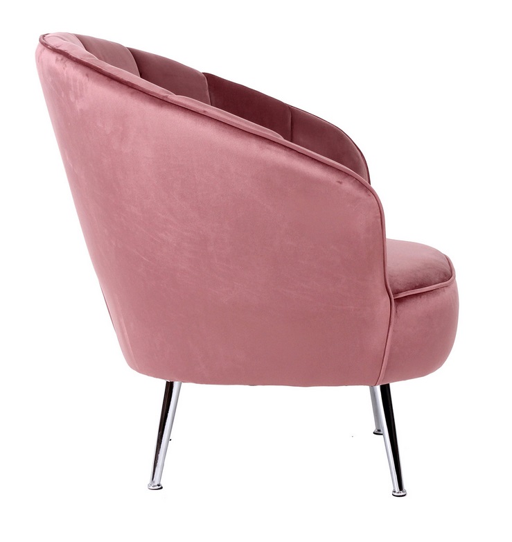 Sillon Abanico terciopelo rosa patas acero