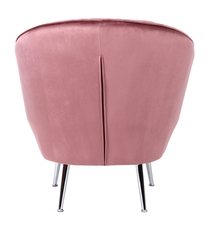 Sillon Abanico terciopelo rosa patas acero