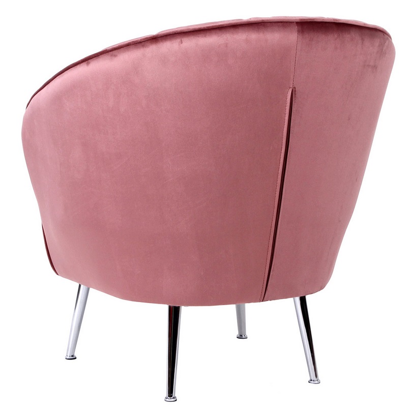 Sillon Abanico terciopelo rosa patas acero