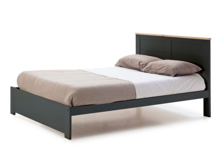 Cama Akira madera DM/PINO gris antracita 160x200cm