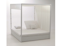 Cama balinesa rattan aluminio blanco