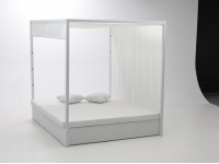 Cama balinesa rattan aluminio blanco