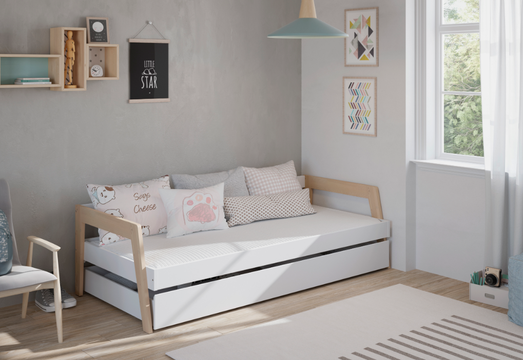 Cama Carrie con cajon cera blanca 90x190/200cm