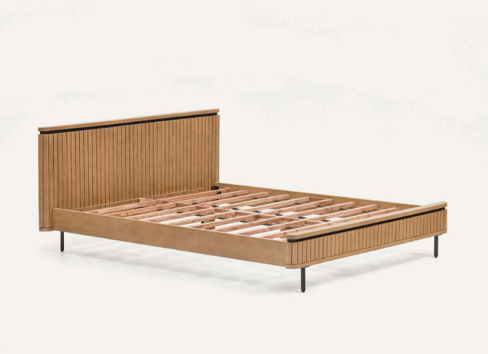 Cama London madera maciza de mango y metal negro 180x200cm