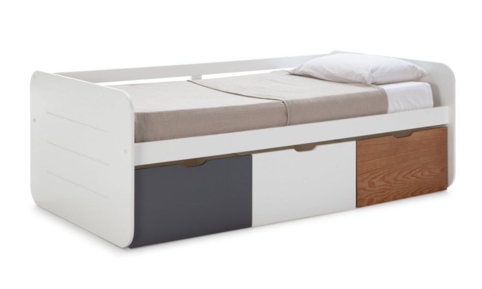 Cama con cajones Redona MDF blanco 90x190cm