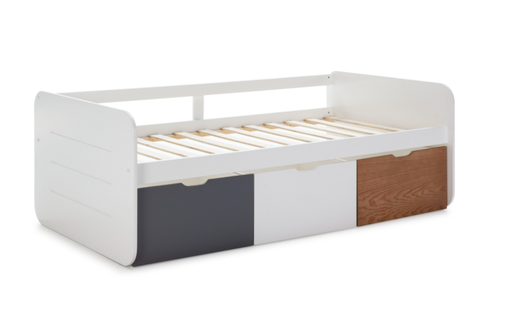 Cama con cajones Redona MDF blanco 90x190cm