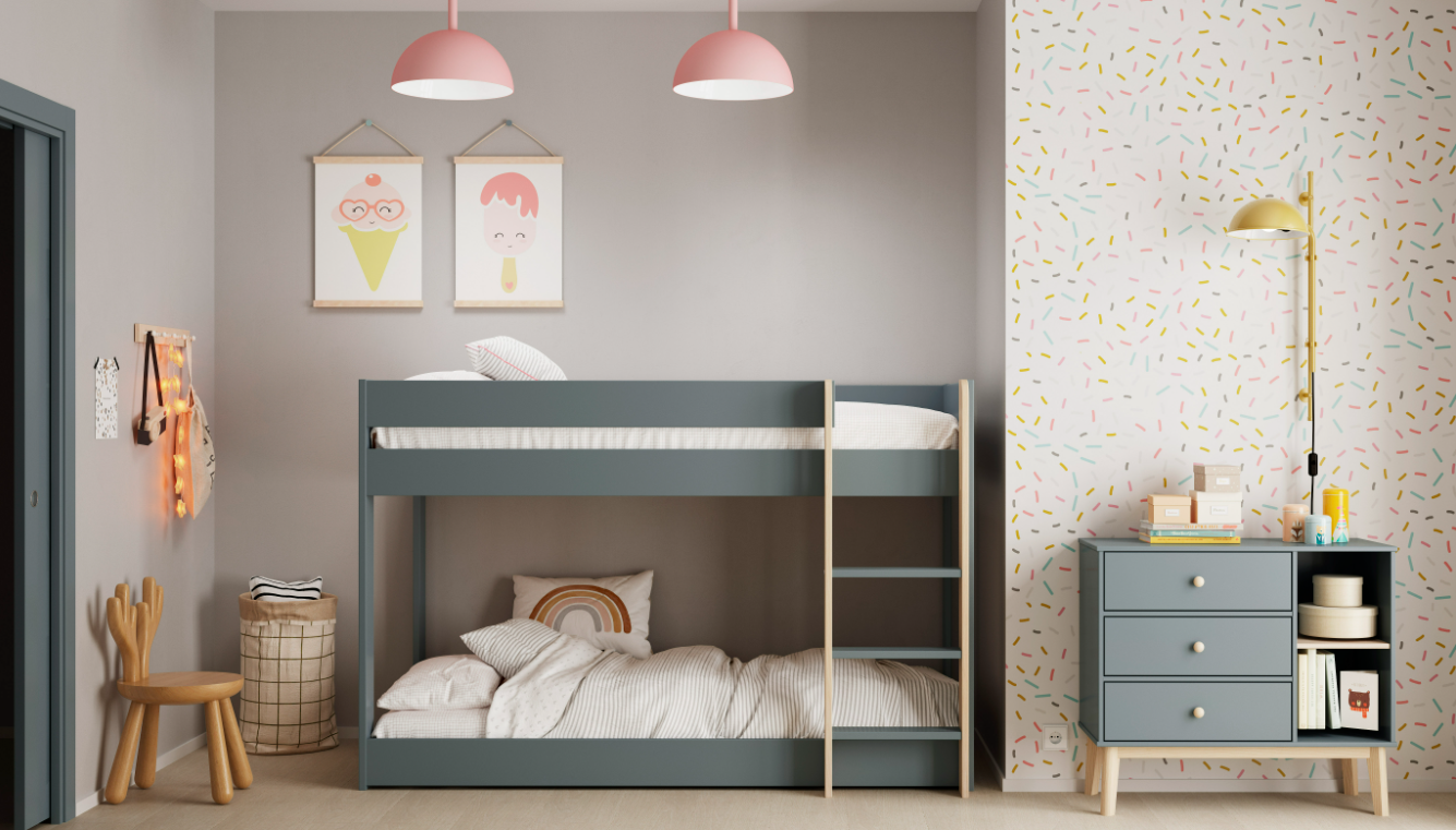 Cama litera Montessori Angel verde kaki 90x190