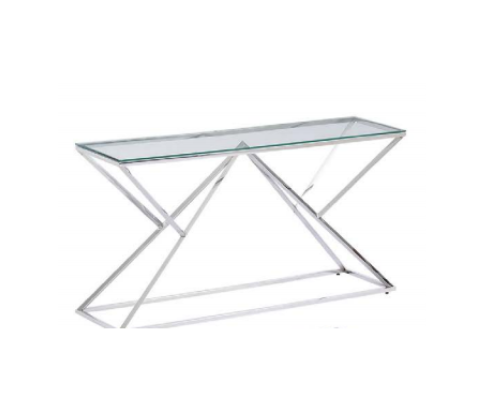 Consola Keops acero inoxidable cristal 120x40 cm