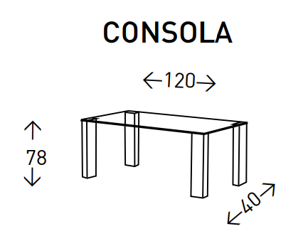 Consola Keops acero inoxidable cristal 120x40 cm