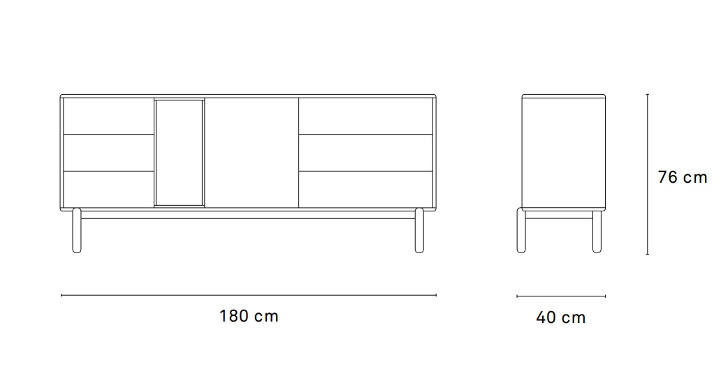 Corvo aparador gris perla 180x76