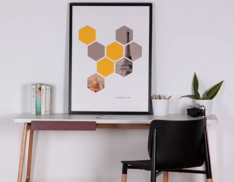 Cuadro Hexagon negro 60x80 cm