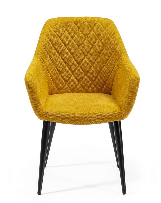 Silla tela amarillo rombos patas acero negro DC-626