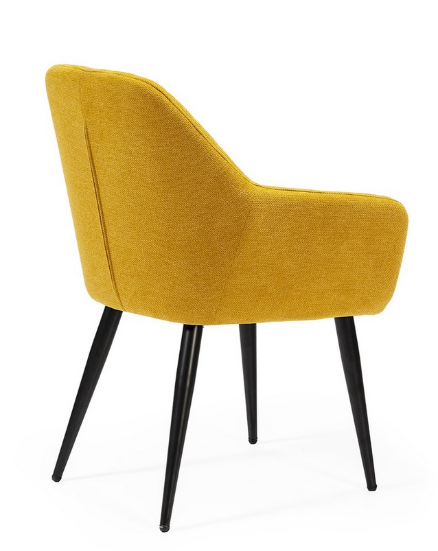 Silla tela amarillo rombos patas acero negro DC-626