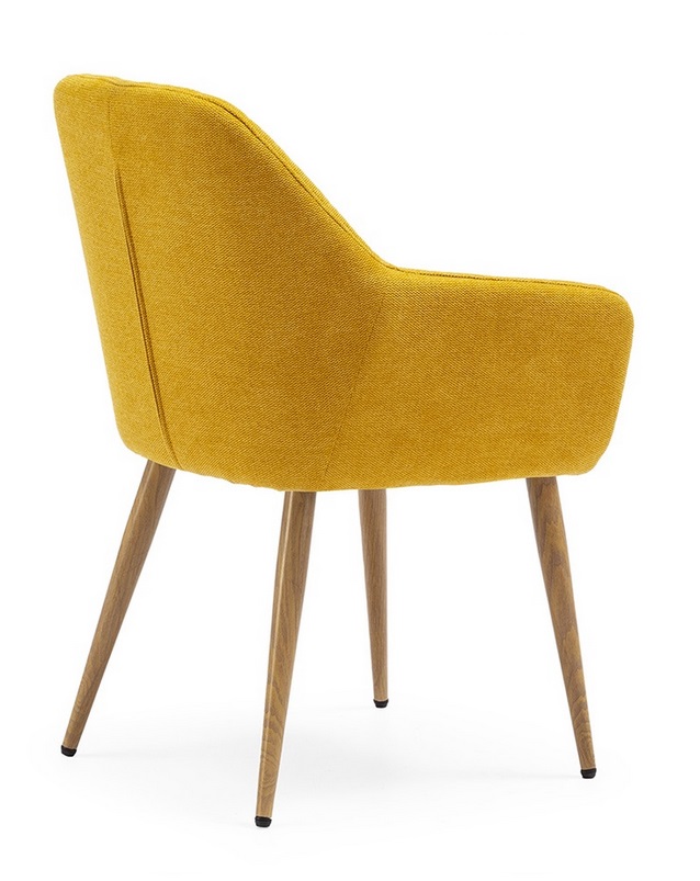 Silla tela amarillo rombos patas madera DC-626