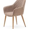 Silla tela beige rombos patas madera DC-626