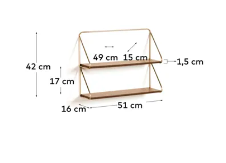 Estantería de pared Riga acero dorado 51x42 cm