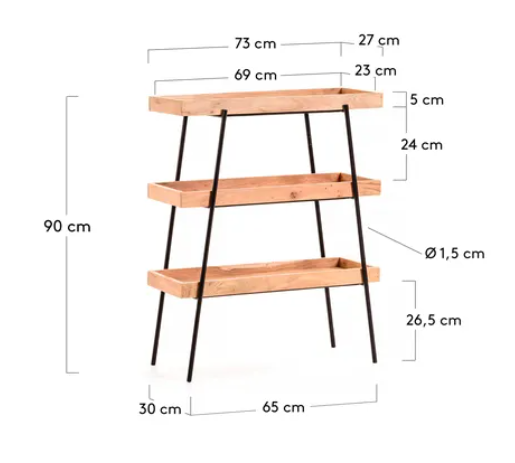 Estantería Martina madera maciza de acacia 73x90 cm