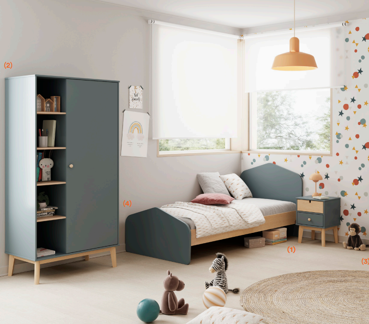 Cama infantil Estefania verde kaki 90x190 cm